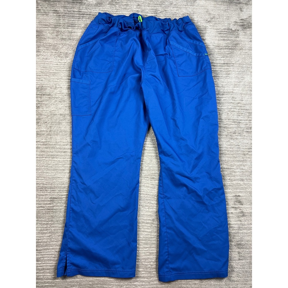 Landau Scrub Pants Women 4XL Blue 2043 Elastic Waist Cargo Pocket Stretch Vented